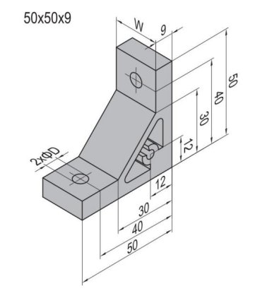 Winkel 90°, 50x50x9 mm