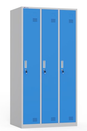 Metallkleiderschrank dreiteilig mit Vorhängeschlossverschluss